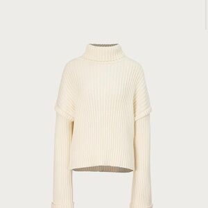 Same Los Angeles Ribbed Cream Turtleneck Sweater